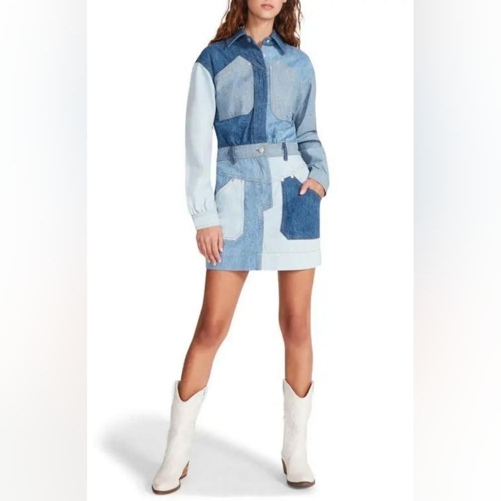 Steve Madden Ryleigh Long Sleeve Patchwork Dress - Picture 2 of 10